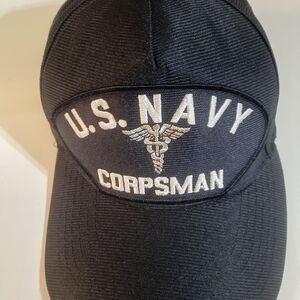 U.S. Navy Corpsman Adjustable Baseball Cap with White Embroidered Logo